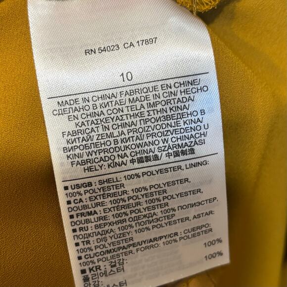 Mustard Yellow Banana Republic high-low high-collar dress, size 10 - Picture 11 of 11